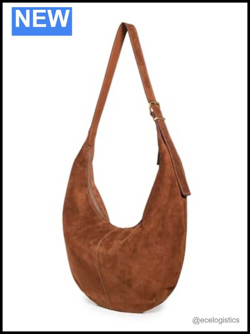 Suede Curve Shoulder Bag with Adjustable Strap